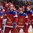 OSTRAVA, CZECH REPUBLIC - MAY 12: Russia's Artemi Panarin #9 high fives the bench with Vadim Shipachyov #87 and Anton Belov #77 after scoring Team Russia's second goal of the game during preliminary round action at the 2015 IIHF Ice Hockey World Championship. (Photo by Richard Wolowicz/HHOF-IIHF Images)

